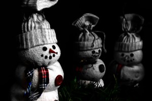 Macro snowman toys scary