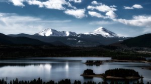 Blue Silk: Independence Mountain and Keystone Mountain from Dillon Reservoir, Summit County, Colorado